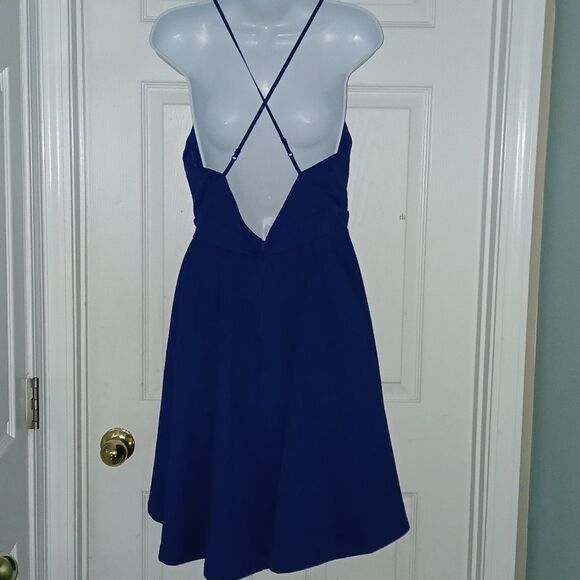 Trac royal blue high low open criss cross open back semi formal dress SZ L NWOT - Picture 4 of 9